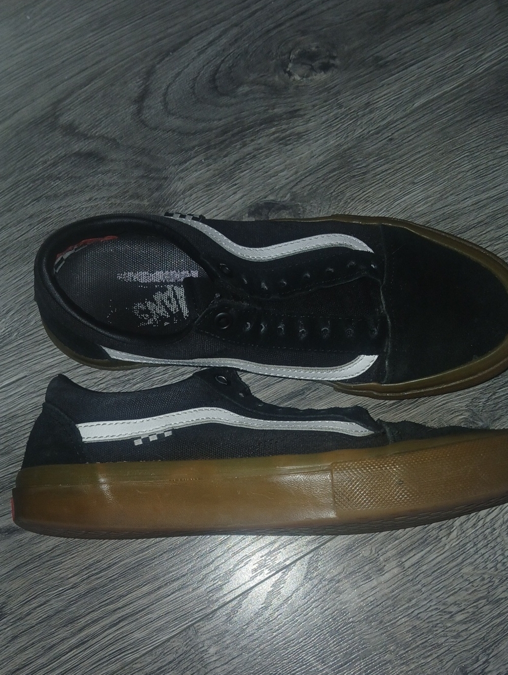 Vans Black and White Low-Top Sneakers with Gum Sole